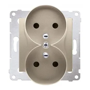 Elektrická zásuvka Dvojitá zásuvka s uzemněním zlatá matná Kontakt-Simon 54