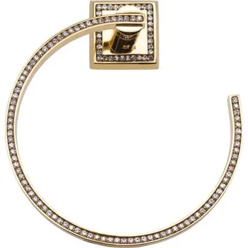 Držák na ručník Kruh na ručník Mimoza s potahem 24k zlata černý krystal