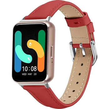 Ostatní příslušenství k chytrým hodinkám VSECHNONAMOBIL 108095 LEATHER Kožený řemínek pro Samsung Galaxy Fit3 červený