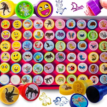 Dětské razítko Razítka pro děti, razítka, zvířátka, Smajlíci, barevná sada x60