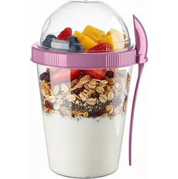 Dóza na potraviny Nádoba na jídlo Jogurt Müsli Kelímek na snídani + Lžička 600 ml 0,6 l