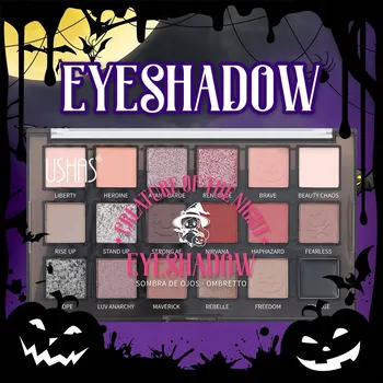 Přípravek na oči Paletka očních stínů USHAS 18 barev – matné a třpytivé pro Halloween a Vánoce