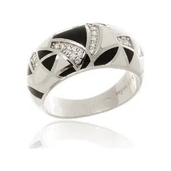 Prsten Luxusní stříbrný prsten zdobený smaltem STRP0657F + dárek zdarma