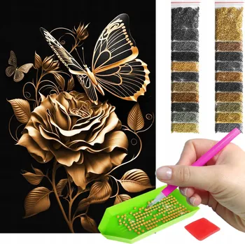 Obraz Diamantová výšivka Diamond Painting pro motorkáře, sada příslušenství 40x60 cm