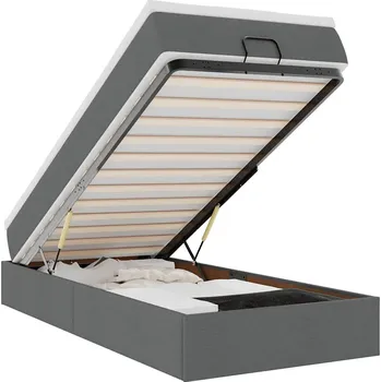 Postel VidaXL Rám postele otoman s matrací, šedá, 100x200 cm, látka