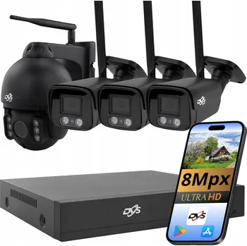 IP kamera Sada kamer pro monitoring DVS 3x trubicová, 1x otočná, WiFi, 8 Mpx, černá