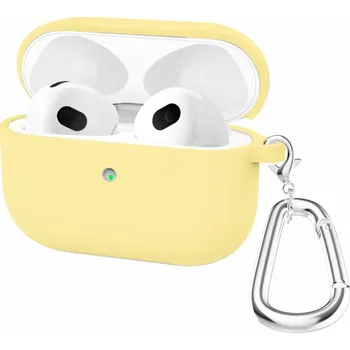 Pouzdro na mobilní telefon Silikonový obal s karabinou pro AirPods 3 - žlutý