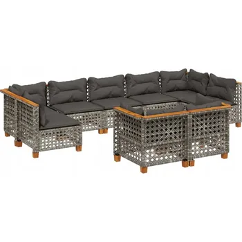 Sedací souprava Ratanová zahradní sedací souprava VidaXL, šedá, 9 dílů