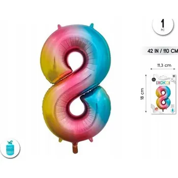 Balónek Fóliový balónek vícebarevný - číslice 8, 110 cm (42'')