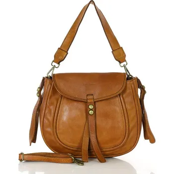 Kabelka Marco Mazzini Klasická sedlová taška z pravé kůže; velbloud