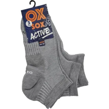 Pánské ponožky OXSOX Active unisex letní odlehčené jednobarevné jemné sneaker ponožky 3-pack šedá 39-42