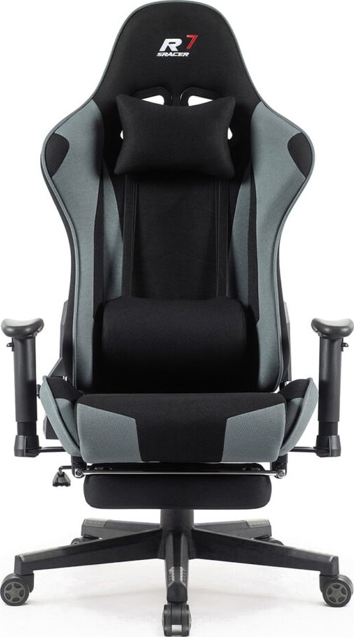 Herní židle Sracer R7 s podnožkou nosnost 130 kg černá-šedá látková