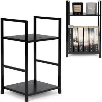 Noční stolek Dřevěný regál moderní noční stolek 2 police LOFT černý ModernHome