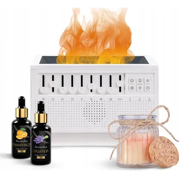 Zvlhčovač vzduchu DIFUZÉR ZVLHČOVAČ VZDUCHU + ESENCIÁLNÍ OLEJE + SVÍČKA PRO AROMATERAPII