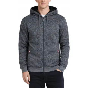 Pánská mikina PÁNSKÁ MIKINA S KAPUCÍ - SXR-74336 šedá rozepínací s kožíškem bavlněná