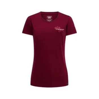 Dámské tričko La Sportiva CLIMB FLOWER T-SHIRT Women Redwood/Azalea červená M