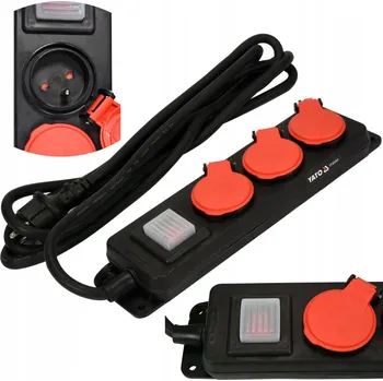 Napájecí kabel PRODLUŽOVACÍ KABEL 3 METRY ZÁSUVKOVÁ LIŠTA DÍLENSKÁ IP44 3Gx1.5 mm² YATO