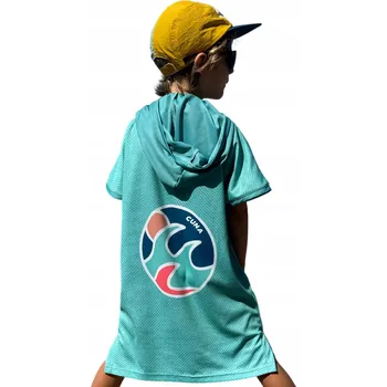 Dětské pončo / plážová osuška s kapucí mátová rychleschnoucí 120-140 cm