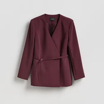 Dámské sako Reserved - Blejzr s&nbsp;páskem - bordó - 741JC-53X - 741JC-53X-XXL