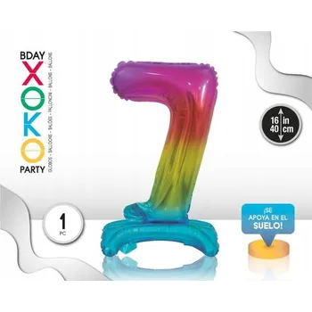 Balónek Fóliový balónek barvy duhy číslice 7, 16''/40 cm