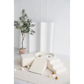 Dětské hřiště 3dílná pěnová hrací sada Bouclé s bazénkem a 200 míčky Krémová