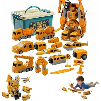 ostatní stavebnice 35 DÍLKŮ MAGNETICKÉ STAVEBNICE AUT A NÁKLADÁKŮ + ÚLOŽNÝ BOX