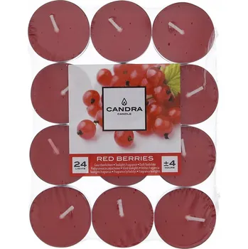 Svíčka Parafínové čajové svíčky Red Berries Candra 24 ks