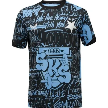 Chlapecké oblečení Dětské sportovní triko CASTORE SLAVIA PRAGUE PRE MATCH SS TEE JR XL Černá, Světle modrá, Bílá