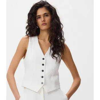 Dámské sako Reserved - Obleková vesta z viskózové směsi - bílá - 146IS-00X - 146IS-00X-42