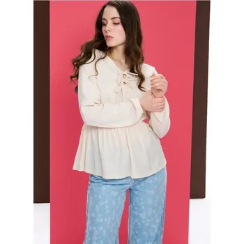 Dámská halenka Sinsay - Halenka s ozdobnými volánky - krémová - 569HC-01X - 569HC-01X-M