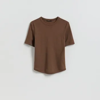 Reserved - Bavlněné tričko - tmavě hnědá - 439KL-89M - 439KL-89M-L