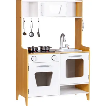 Dětské zboží ECOTOYS PLK534 Dřevěná dětská kuchyňka se světelnými a zvukovými hořáky