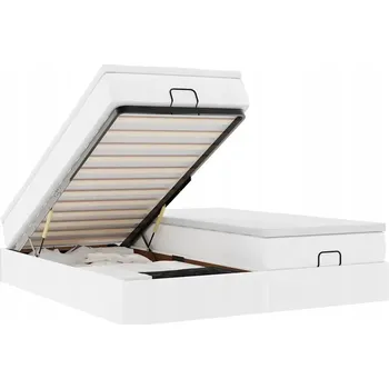 Postel VidaXL Rám postele s podnožkou a matracemi, bílý, 200x200 cm, umělá kůže