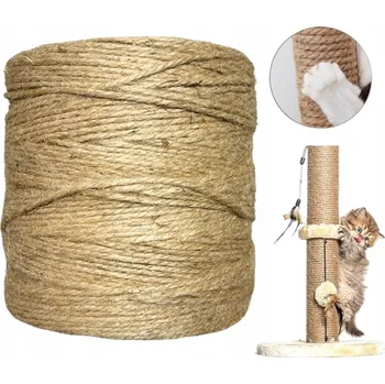JUTOVÝ PROVÁZEK PŘÍRODNÍ JUTA NA ŠKRABADLO PRO KOČKY PEVNÝ OZDOBNÝ 5MM 800M