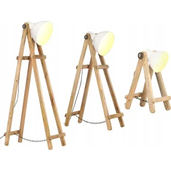Stojací lampa Stojací lampy, 3 ks, bílé, patice E27, masivní mangové dřevo