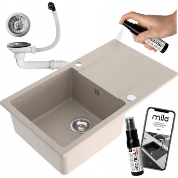 Granitový dřez Jednokomorový dřez Milo Castello granit béžový