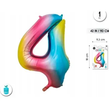 Balónek Fóliový balónek vícebarevný - číslice 4, 42''/110 cm