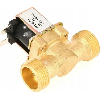 Ventil ELEKTROMAGNETICKÝ VENTIL NA VODU 12V DC 300mA NORMÁLNĚ ZAVŘENÝ, MĚDĚNÉ TĚLO, 0.8MPa