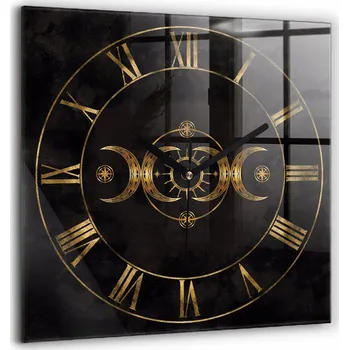 Hodiny Ozdobné nástěnné hodiny s krásnou grafikou Zlaté římské číslice kulatý průměr 60 cm