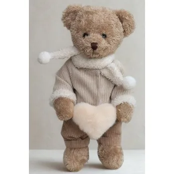 plyšák Plyšový medvěd v béžovém overalu se srdíčkem