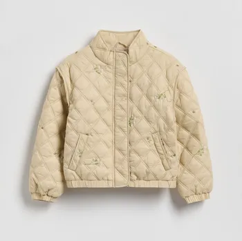 Reserved - Bunda s&nbsp;ozdobnou výšivkou - béžová - 415HR-08X - 415HR-08X-122