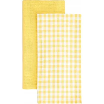 Utěrka Sada kuchyňských utěrek ALAMBRA se žlutým kostkovaným vzorem 2 ks 45x65cm HOMLA