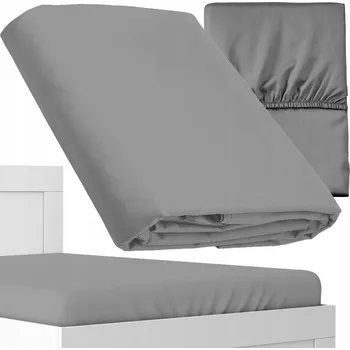 Prostěradlo PROSTĚRADLO S GUMOU MIKROSATÉN MIKROVLÁKNO SATÉNOVÉ MĚKKÉ ŠEDÉ 160x200