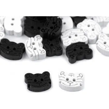 Knoflík Dřevěný dekorační knoflík kočka 5ks (120658)