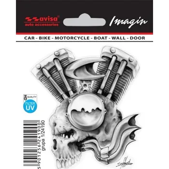 Autodoplněk AVISA Samolepka na auto motor s lebkou - 80 x 87 mm