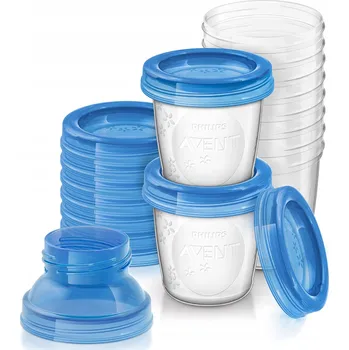 Odsávačka mléka Philips Avent Nádobky na uskladnění mateřského mléka 180 ml 10 ks + adaptéry SCF618/10