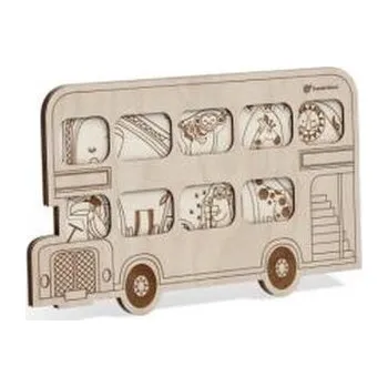 Dřevěná hračka Puzzle drewniane - Czerwony autobus