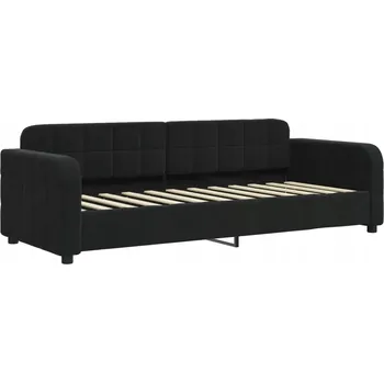 Pohovka Černá pohovka s funkcí spaní, 223 x 91 x 71 cm, samet