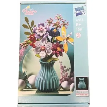 ostatní stavebnice ZUANMA STAVEBNICE KVĚTINY, KYTICE KVĚTIN VE VÁZE, sada 3