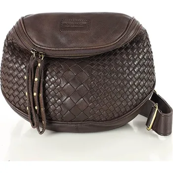Kabelka Marco Mazzini Kožená crossbody kabelka Mazzini VS8 tmavě hnědá